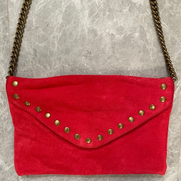 J. CREW Red Suede Shoulder/Envelope/Bag/Purse - Picture 1 of 5